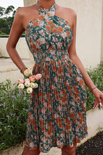 Load image into Gallery viewer, Halter Neck Wrap Smocked Floral Dress