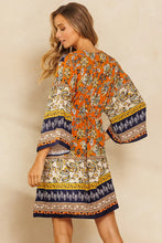 Load image into Gallery viewer, Border Print Boho V-Neck Dress