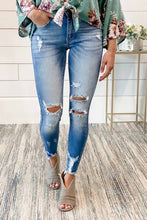 Load image into Gallery viewer, Distressed and Faded Mid High Rise Jeans
