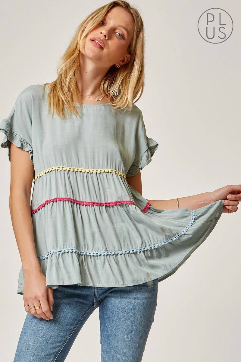 PLUS Woven Babydoll Top