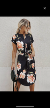 Load image into Gallery viewer, Black Floral Midi Dress

