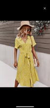 Load image into Gallery viewer, Yellow V Neck Short Sleeve Dress
